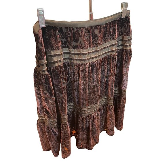 Sundance Brown Velour Midi Skirt Sz 10 - Picture 2 of 8